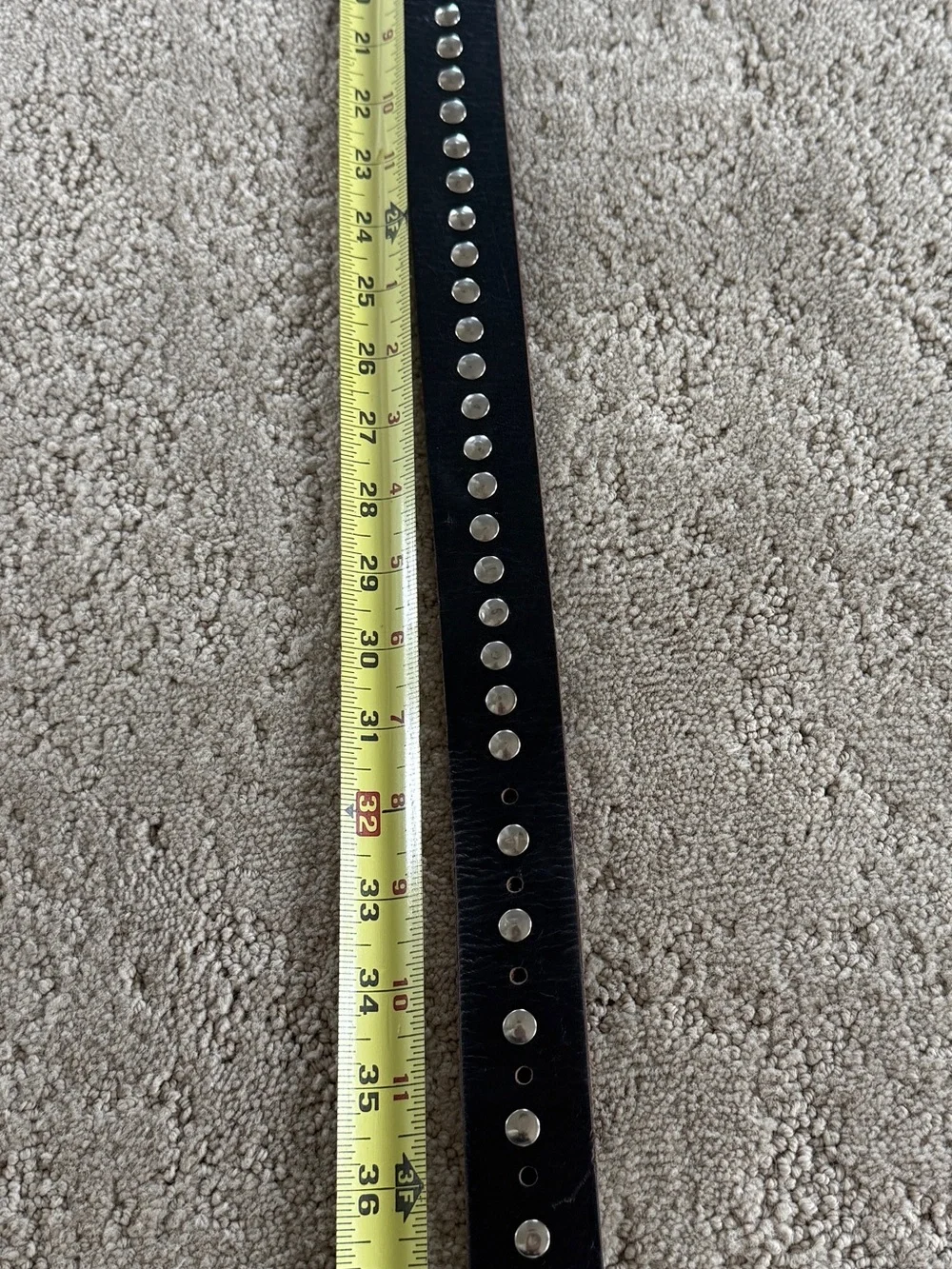 Women’s Black Genuine Leather Studded Belt Silver Tone Western 39”